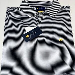 NWT Jack Nicklaus Golf Men’s Black/White Striped Bear Short Sleeve Polo L